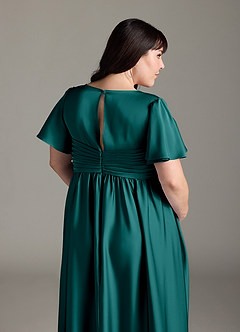Azazie Verna Robes de demoiselle d'honneur de maternité Robe Trapèze Rayé Longueur ras du sol Satin extensible image10