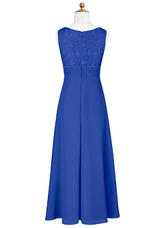 Azazie Snow Junior Robe Trapèze en Mousseline de soie Dentelle Bleu Roi image8