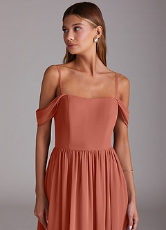 Azazie Calianna Bridesmaid Dresses Clay A-Line Off the Shoulder Chiffon Convertible Dress image2