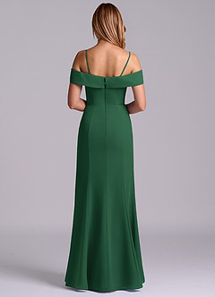 Azazie Luciana Bridesmaid Dresses Dark Green Sheath Off the Shoulder Chiffon Convertible Dress image2