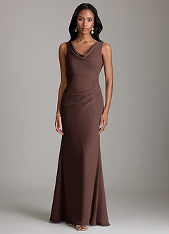Azazie Linelle Bridesmaid Dresses Ganache Mermaid Pleated Chiffon Dress image5