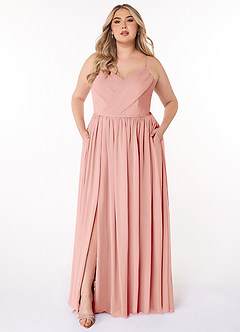 Azazie Cora Bridesmaid Dresses Rosette A-Line Pleated Chiffon Dress image6
