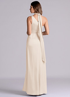 Azazie Phaedra Bridesmaid Dresses White Alabaster A-Line One Shoulder Stretch Satin Dress image7