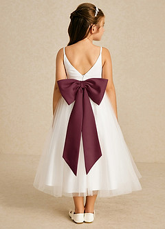 Azazie Lea Flower Girl Dresses Cabernet A-Line Spaghetti Strap Tulle Dress image2