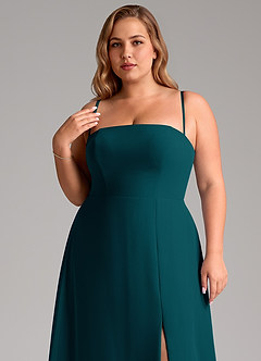 Azazie Wren Abiti da Damigella Abito Convertibile A-Line in Chiffon Spacco Laterale Pino image11