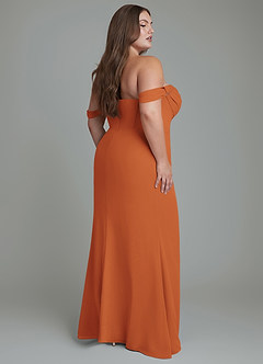 Azazie Johana Bridesmaid Dresses Cinnamon Mermaid Off the Shoulder Chiffon Convertible Dress image9