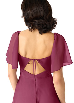 Azazie Chloe Bridesmaid Dresses Mulberry A-Line Sweetheart Neckline Chiffon Dress image3