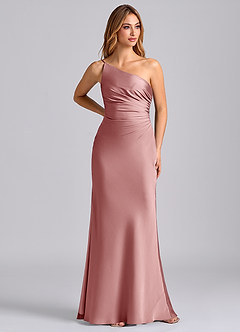 Azazie Marseli Bridesmaid Dresses Dusty Rose Mermaid One Shoulder Stretch Satin Dress image1