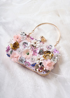 front Sequin Flower Embellished Clutch