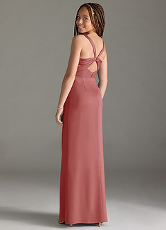 Azazie Mero Junior Antique Rose Mermaid Pleated Stretch Satin Dress image2