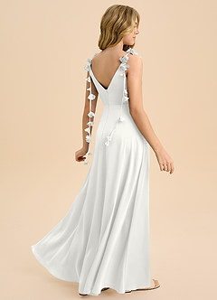 Azazie Gumdrop Junior White Empire Pleated Stretch Satin Dress image1