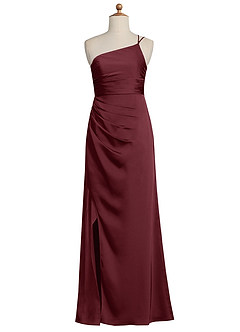 Azazie Eren Junior Etui Plissee Stretch-Satin Kleid Cabernetrot image8