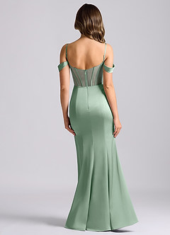 Azazie Alyce Brudtärnklänningar Klä av Sjöjungfru i Stretch Satin Av axeln Agave Konvertibel image2