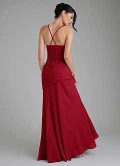 Azazie Toya Bridesmaid Dresses Scarlet A-Line Corset Chiffon Dress image7