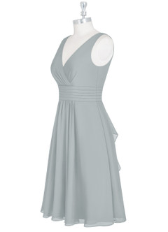 Azazie Kyla Final Sale Dolphin Grey A-Line Pleated Chiffon Dress image8