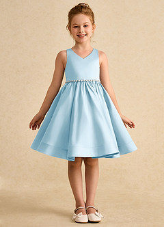 Azazie Julietta Flower Girl Dresses Sky Blue Ball-Gown Convertible Tulle Dress image9