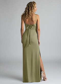 Azazie Mai Bridesmaid Dresses Pistachio Sheath Pleated Stretch Satin Dress image2