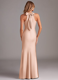 Azazie Doretta Bridesmaid Dresses Rose Gold Mermaid Pleated Stretch Satin Dress image2