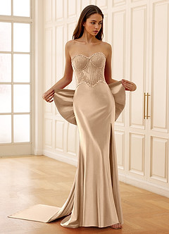 Arizona Champagne Abito da ballo in pizzo con strass e corsetto image8