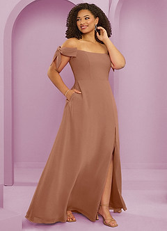Barbie ♥ Azazie Bridesmaid Dresses Bronzer A-Line Off the Shoulder Chiffon Convertible Dress image12