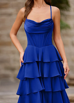 Rhythm Royal Blue Ruffled A-line Prom Dress image8