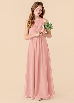 Azazie Skyla Junior Rosette A-Line Pleated Chiffon Dress image1