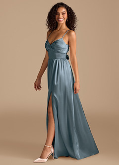 Azazie Zeya Bridesmaid Dresses Twilight A-Line Pleated Metallic Satin Dress image5