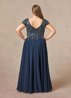 Azazie Eleanor Mother of the Bride Dresses Dark Navy A-Line Sequins Chiffon Dress image8