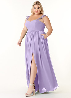 Azazie Metz Bridesmaid Dresses Lilac A-Line Sweetheart Ruched Chiffon Dress image9