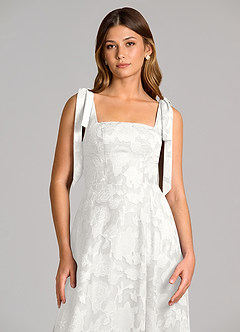 Azazie Debra Bridesmaid Dresses White A-Line with Pockets Floral Burnout Dress image6