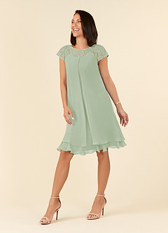 Azazie Tess Mother of the Bride Dresses Dusty Sage Empire Sequins Chiffon Dress image1
