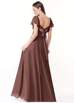 Azazie Syenna Bridesmaid Dresses Espresso A-Line Ruched Chiffon Dress image2
