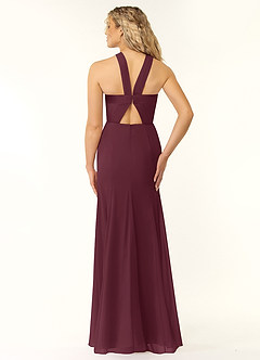 Azazie Rue Bridesmaid Dresses Cabernet A-Line Halter Chiffon Dress image3