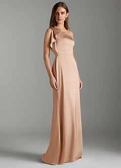 Azazie Rinna Bridesmaid Dresses English Rose Mermaid Ruched Stretch Satin Dress image3