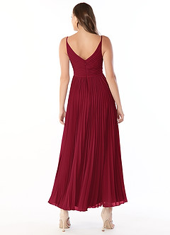 Azazie Raychelle Bridesmaid Dresses Burgundy A-Line V-Neck Chiffon Dress image2