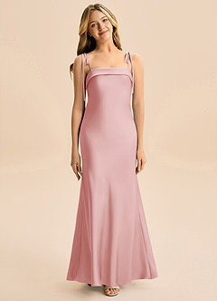 Azazie Willa Junior Robe Sirène en Satin extensible Arc Rose Poudré image1