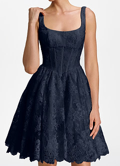 Laetitia Marine Minikleid mit eckigem Ausschnitt, Schnürung und Korsett image7