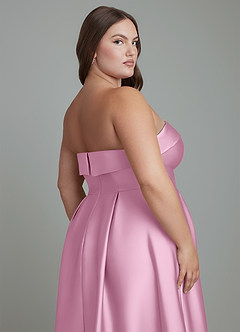 Azazie Lucienne Bridesmaid Dresses Candy Pink A-Line Strapless Stretch Satin Convertible Dress image10