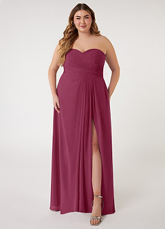 Azazie Arabella Allure Vestidos de damas de honor Vestido de Mora de Gasa de Corte en A Convertible con Escote de Corazón image12