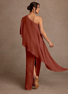 Azazie Wilma Mother of the Bride Dresses Auburn Sheath One Shoulder Floral Burnout Dress image4