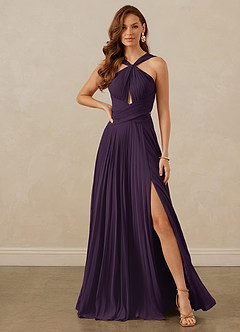 Christian Siriano Bridal for Azazie 1009 Bridesmaid Dresses Plum A-Line Pleated Chiffon Dress image2