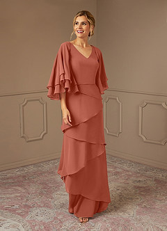 Azazie OHara Mother of the Bride Dresses Clay A-Line V-Neck Chiffon Dress image1