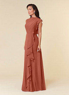 Azazie Narine Vestidos para mãe da noiva Vestido Argila de Chiffon de Linha A com Plissado image2
