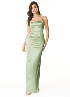 Azazie Kae Final Sale Champagne Sheath Metallic Satin Dress image1