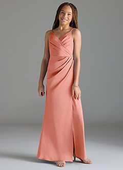 Azazie Maci Junior Klä av Sjöjungfru i Stretch Satin Plisserad image1