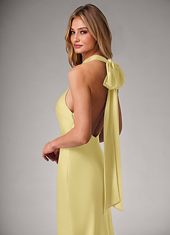 Azazie Velli Bridesmaid Dresses Lemon Sorbet Mermaid Stretch Satin Dress image2