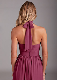Azazie Avary Bridesmaid Dresses Mulberry A-Line Pleated Chiffon Dress image7