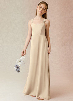 Azazie Denice Junior Champagne A-Line Chiffon Dress image1