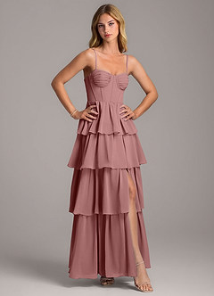 Azazie Alanna Brautjungfernkleider A-Linie Herzausschnitt Chiffon Kleid Wüstenrose image5