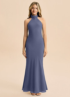 Azazie Velli Junior Vestido Tormentoso de Chiffon de sereia com Pescoço alto image3